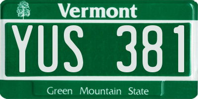 VT license plate YUS381