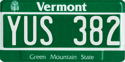 VT license plate YUS382