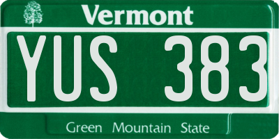 VT license plate YUS383