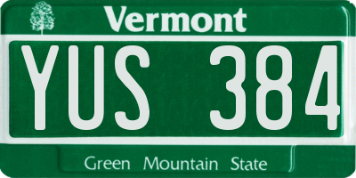 VT license plate YUS384