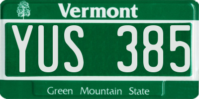 VT license plate YUS385