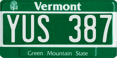 VT license plate YUS387