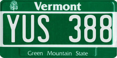 VT license plate YUS388