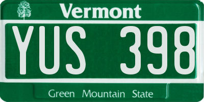 VT license plate YUS398