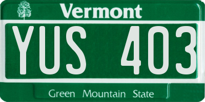 VT license plate YUS403