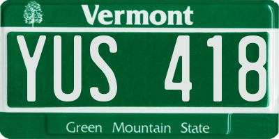 VT license plate YUS418