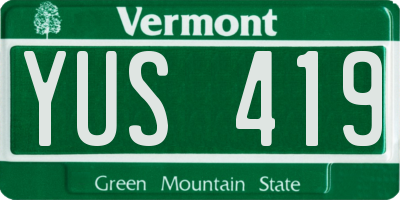 VT license plate YUS419
