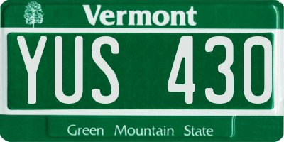 VT license plate YUS430