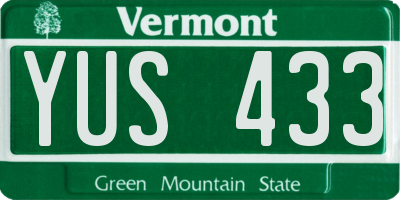 VT license plate YUS433