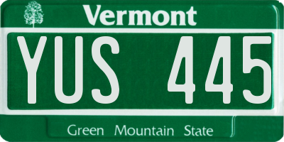 VT license plate YUS445