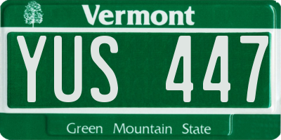 VT license plate YUS447