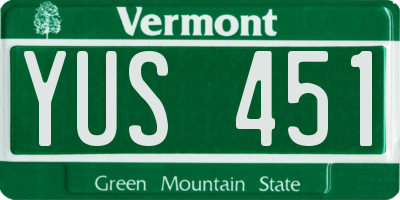 VT license plate YUS451