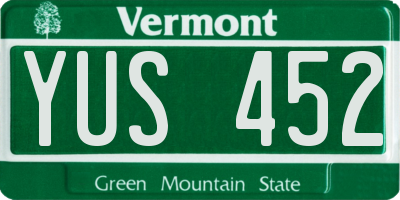 VT license plate YUS452