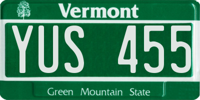 VT license plate YUS455
