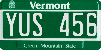 VT license plate YUS456