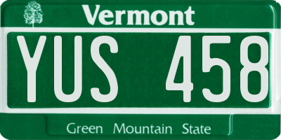 VT license plate YUS458
