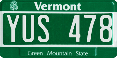 VT license plate YUS478
