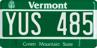 VT license plate YUS485