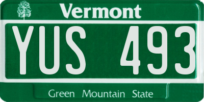 VT license plate YUS493