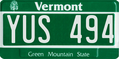 VT license plate YUS494