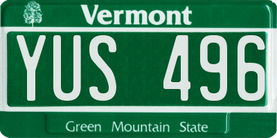 VT license plate YUS496