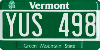 VT license plate YUS498