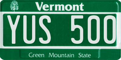 VT license plate YUS500
