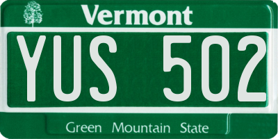 VT license plate YUS502