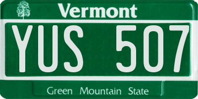 VT license plate YUS507
