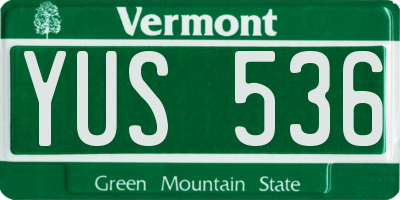 VT license plate YUS536