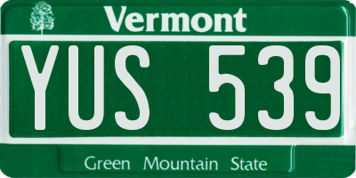 VT license plate YUS539