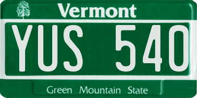 VT license plate YUS540