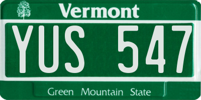 VT license plate YUS547