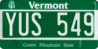 VT license plate YUS549