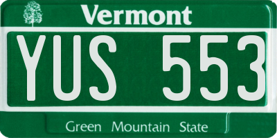VT license plate YUS553