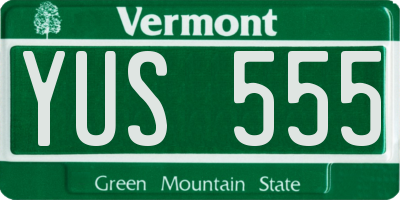 VT license plate YUS555