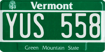 VT license plate YUS558