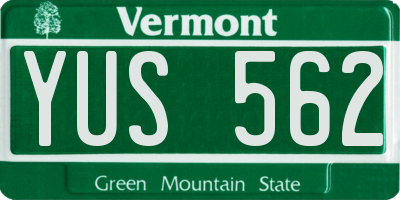 VT license plate YUS562