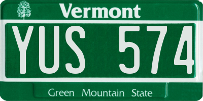 VT license plate YUS574