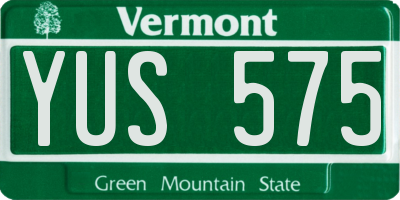 VT license plate YUS575