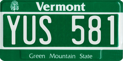 VT license plate YUS581