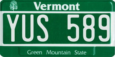 VT license plate YUS589