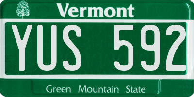 VT license plate YUS592