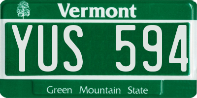 VT license plate YUS594