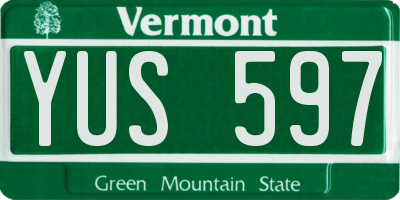 VT license plate YUS597