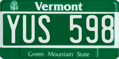 VT license plate YUS598