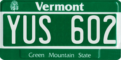 VT license plate YUS602