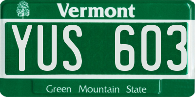 VT license plate YUS603