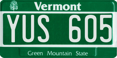 VT license plate YUS605
