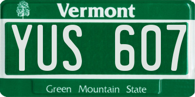 VT license plate YUS607